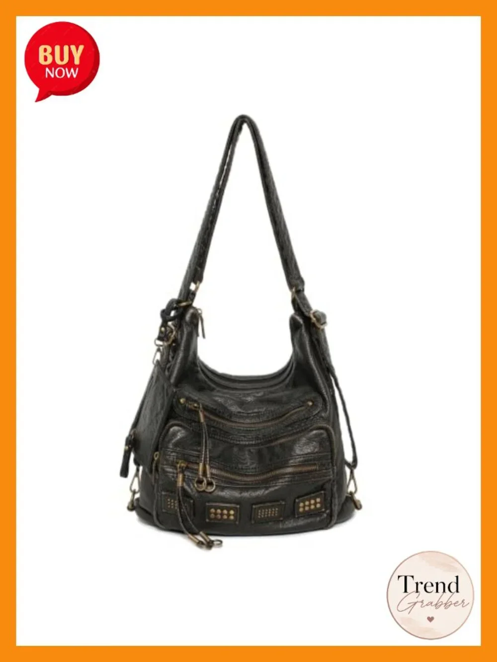 Vegan Leather Hobo Bag, Y2K Vintage Shoulder Purse, Fits 12-Inch Laptop